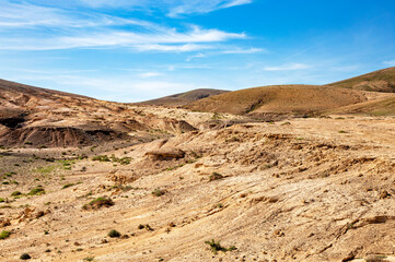Arid landscape, Island Fuerteventura, Canary Islands, Spain, Europe.