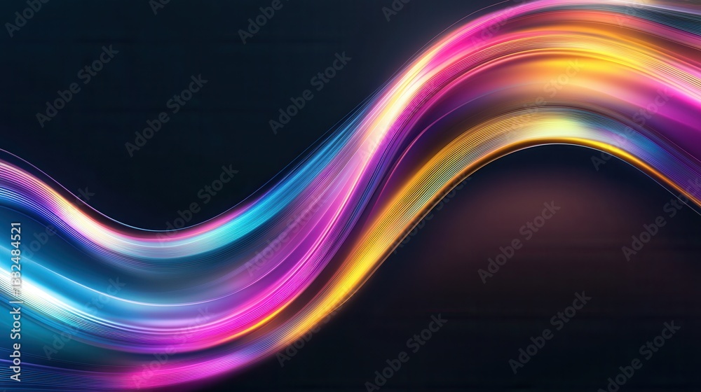 Poster vibrant neon colored waves flow and undulate with mesmerizing speed creating a captivating display o