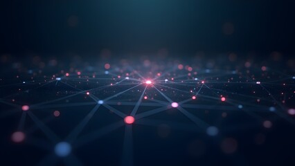 Digital Network Connection: Abstract Futuristic Web of Nodes, Data Links, and Artificial Intelligence