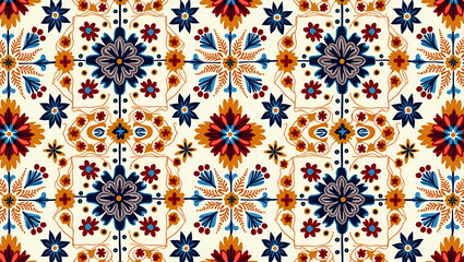 Vibrant Eastern European Folk Art & Intricate Embroidery Seamless Tile Pattern for Traditional Decor