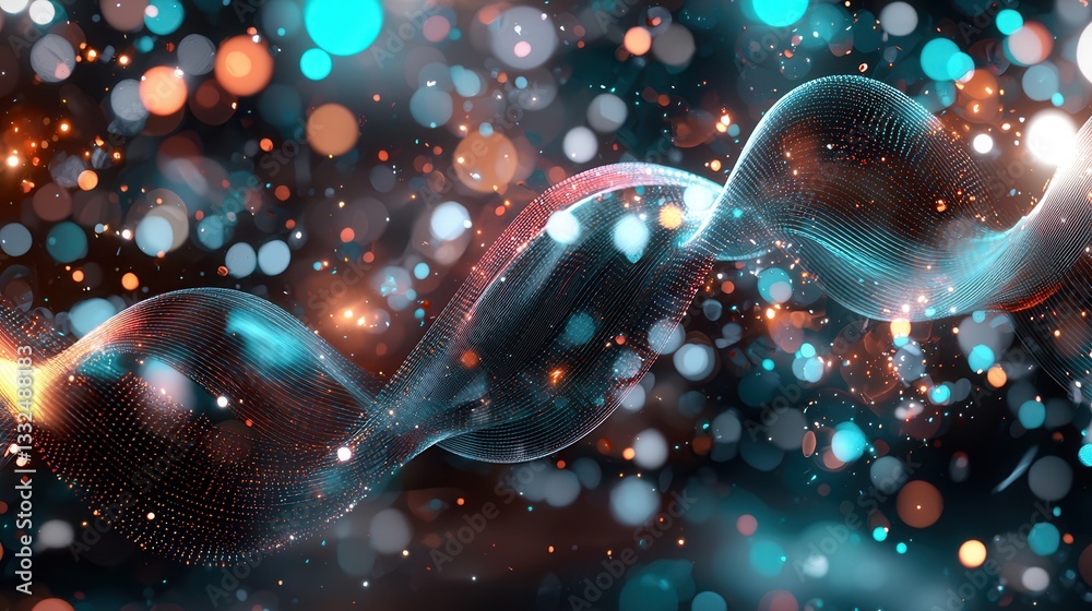 Poster abstract neon wave lines and flowing patterns in a dynamic futuristic inspired sound wave visualizat
