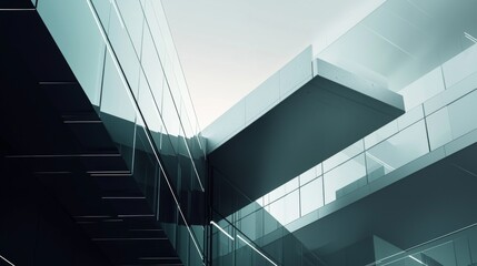 Obraz premium Modern architecture with glass and steel design.