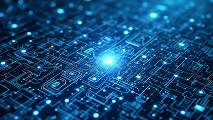 Create Futuristic Seamless Tile Patterns with Tech Icons: Data Streams, Cloud Networks & Circuits for Innovative Branding in Photo Stock - Isolated White Balance Concept with Left Space