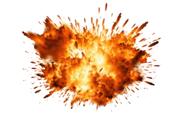 explosion of fire on transparent background 