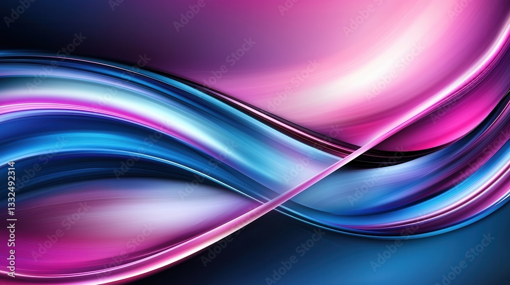Poster mesmerizing digital background featuring dynamic luminous neon waves in a captivating gradient of vi