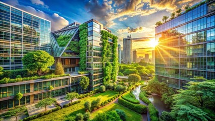 Fototapeta premium Sustainable Urban Architecture with Greenery