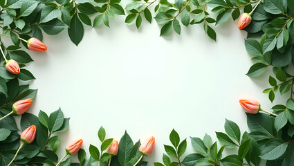Fototapeta premium World Mental Health Day: Embrace Natural Healing with a Brain and Nature Elements Border Frame - Perfect for Your Inspirational Photo Stock Concept