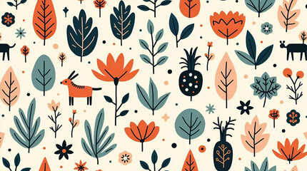 Nature-Inspired Ethnic Graphics: Seamless Patterns with Muted Colors