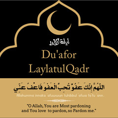 Du'a for Laylatul Qadr Greeting Card Calligraphy. Translation: The grand night is better than a thousand. O Allah, You are Most pardoning 
and You love  to pardon, so Pardon me. Night of Power