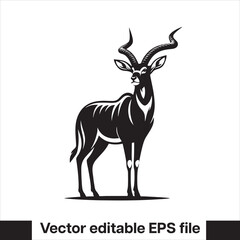 vector illustration in black and white of an antelope standing