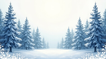 Naklejka premium Elegant Snowflake and Tree Silhouette Seamless Tile Pattern for Frosty Winter Forest Decor - Perfect for Seasonal Designs with Space for Customization