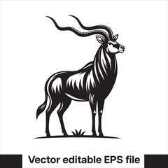 vector illustration in black and white of an antelope standing