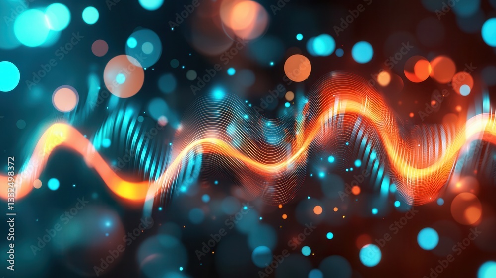 Poster abstract digital of a dynamic and vibrant sound wave pattern representing the concept of data transf
