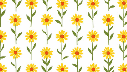 Obraz premium Cheerful Summer Daisy Pattern with Green Stems for Vibrant Garden Design