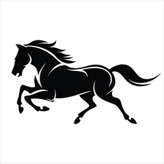 Wild horse black silhouette flat vector illustration