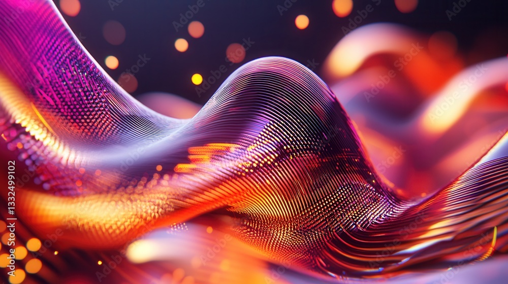 Poster captivating abstract and futuristic visualization of sound waves featuring dynamic colorful and lumi
