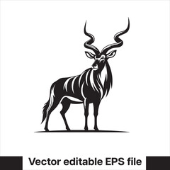 vector illustration in black and white of an antelope standing