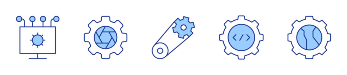 api, cogwheels, coding, settings. Gear Icon vector illustration. Line Duotone style. Editable stroke