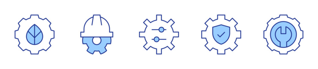 ecology, engineering, settings, setting, gear. Gear Icon vector illustration. Line Duotone style. Editable stroke