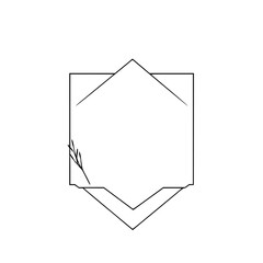 Geometric Frame with Abstract Roofline and Minimalist Foliage Element on White Background, A Design Concept.