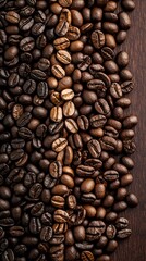 Fototapeta premium A Split Composition Showcasing Coffee Beans Before Brewing Cafe Photography Rustic Kitchen Top-Down View Coffee Culture
