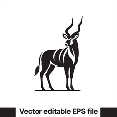 vector illustration in black and white of an antelope standing