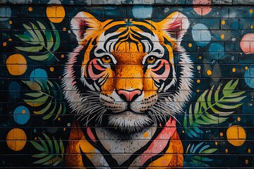 Urban Tiger Mural, Brick Wall Art