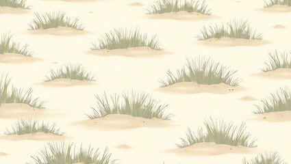 Naklejka premium Serene Coastal Grasses & Beach Dunes Seamless Tile Pattern Design