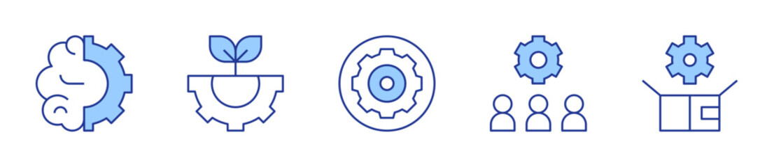 gear, onboarding, design thinking, brain, engineering. Gear Icon vector illustration. Line Duotone style. Editable stroke