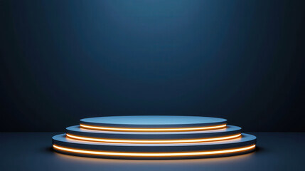 futuristic podium with glowing edges, perfect for virtual events and presentations
