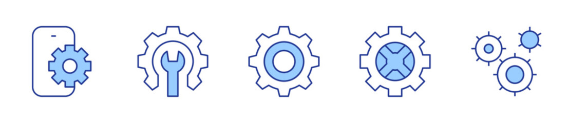 smartphone, settings, gear, setting. Gear Icon vector illustration. Line Duotone style. Editable stroke