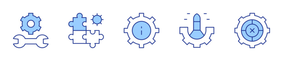 solution, options, rocket, setting. Gear Icon vector illustration. Line Duotone style. Editable stroke