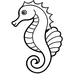 Fototapeta premium Elegant Seahorse Outline Illustration
