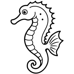 Elegant Seahorse Outline Illustration