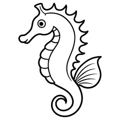 Fototapeta premium Elegant Seahorse Outline Illustration