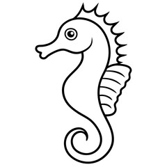 Elegant Seahorse Outline Illustration