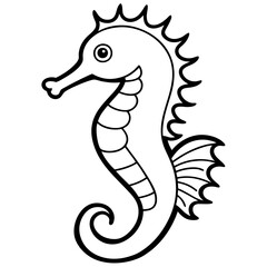 Elegant Seahorse Outline Illustration