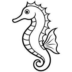 Elegant Seahorse Outline Illustration