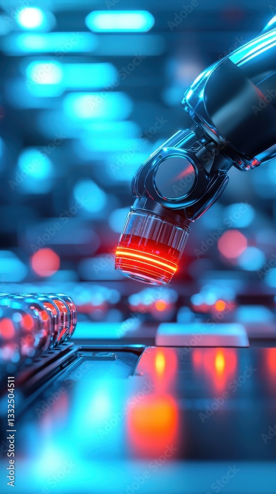 Poster advanced robotic arm operating in high-tech laboratory environment