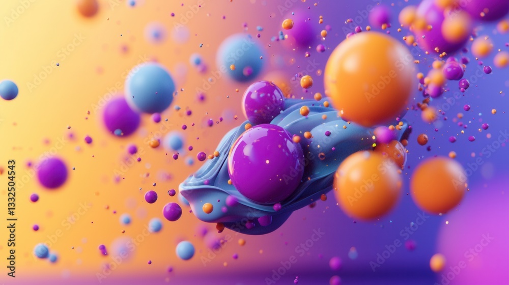 Poster mesmerizing 3d abstract composition featuring a dynamic and vibrant display of colorful fluid like s