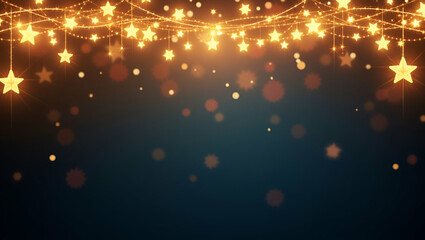 Obraz premium Glittery Christmas lights and stars border with copy space for sparkling messages concept as Shimmering Christmas lights and stars creating sparkling space for messages in Photo Stock Concept and e