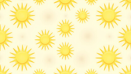 Seamless Flat Summer Sun Tile Pattern with Rays and Tropical Accents for a Bright Beach-Inspired Ambiance - Perfect for Creating a Cheerful Atmosphere in Any Room