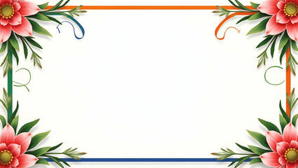 Tricolor ribbons and lotus flowers border frame with patriotic copy space for Independence Day concept as Flowing tricolor ribbons and blooming lotus flowers framing patriotic space for Independence D