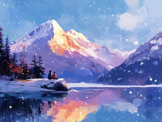 snow mountain calm and relax mood