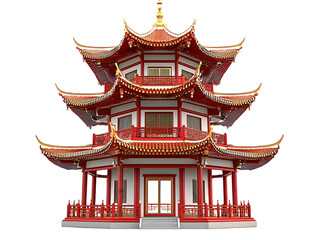 Obraz premium Red and White Pagoda Against Black Background Architecture and Culture