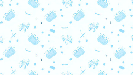 Seamless Tile Pattern: Blue & White Traditional Boats & Maritime Symbols