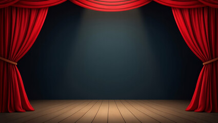 Fototapeta premium Stage Curtains and Theater Props Border for World Theatre Day Showcase