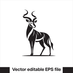 vector illustration in black and white of an antelope standing