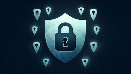 Modern Shield Icon Design Featuring Keyhole Symbol on Dark Background for Security Concept and Digital Protection Themes