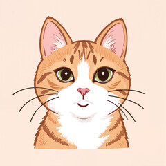 Obraz premium Cute ginger tabby cat portrait on soft pastel background 